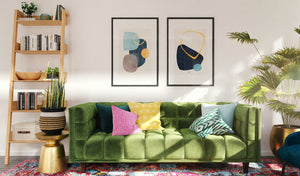 Picture this lifestyle wall art with green sofa and plant