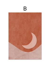 Red and pink crescent moon wall art print