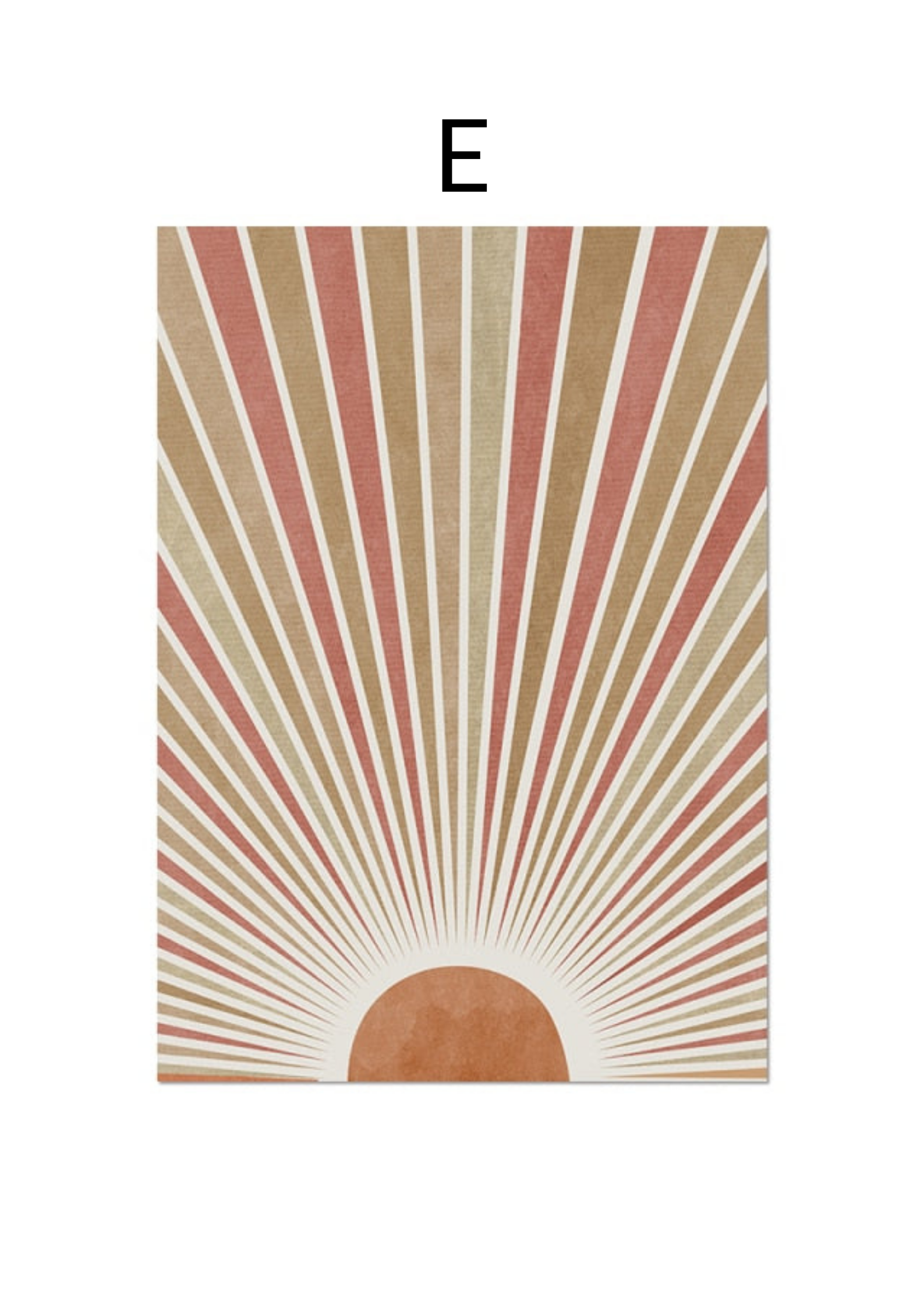 Red and brown sun rays wall art print