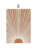 Load image into Gallery viewer, Red and brown sun rays wall art print
