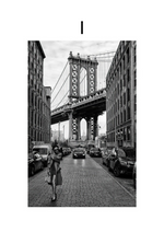 Load image into Gallery viewer, Black and white brooklyn bridge street wall art print
