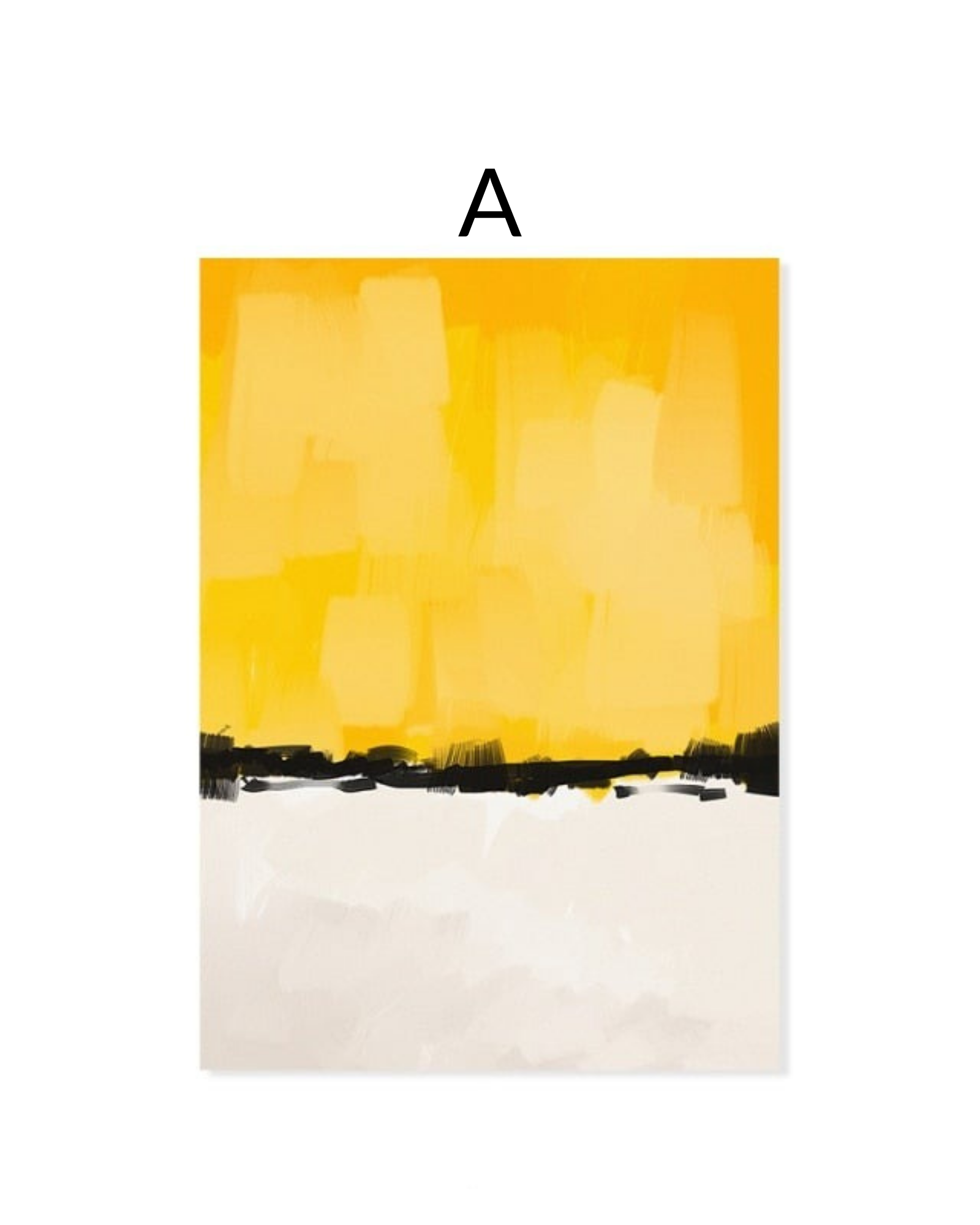 Abstract yellow black and beige brush stroke wall art print