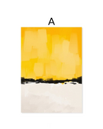 Load image into Gallery viewer, Abstract yellow black and beige brush stroke wall art print
