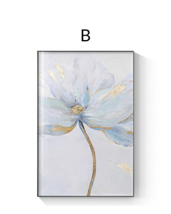 Abstract scandinavian blue flower wall art print