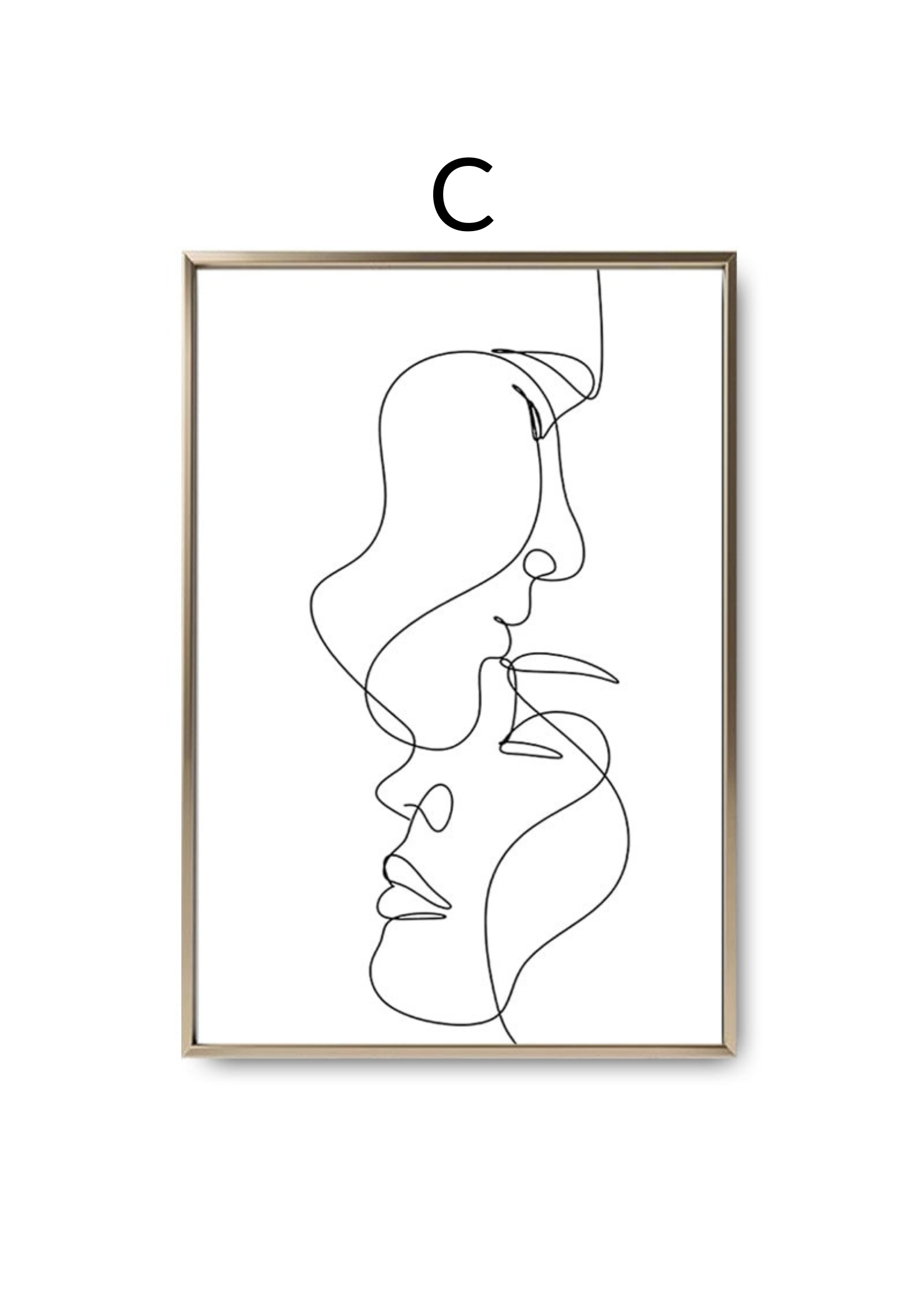 Single line interlocking two lady face wall art print