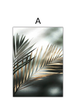Load image into Gallery viewer, Nordic golden palm leaf frond wall art print
