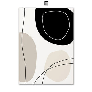 Beige and black circles on a white background with black lines cutting through the shapes.