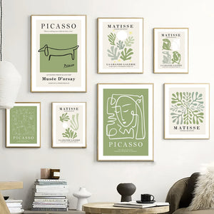 Green matisse and picasso art work 