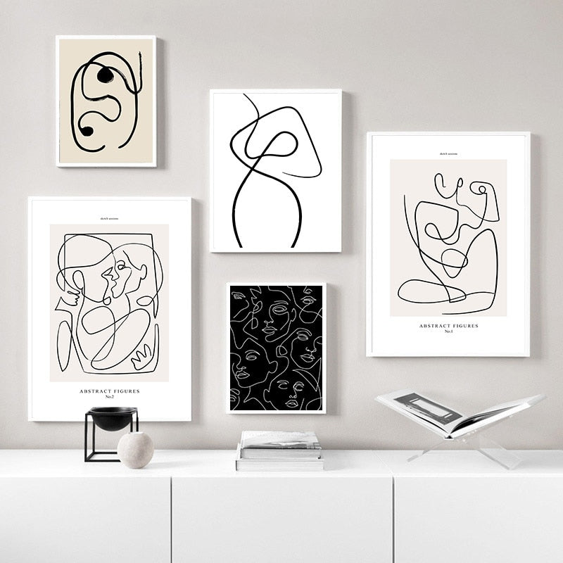 Collection of abstract line wall art prints