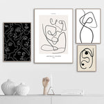 Load image into Gallery viewer, Collection of female black and white line wall art prints
