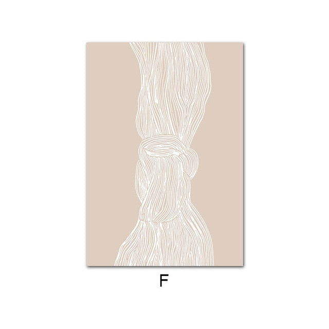 Abstract beige line wall art print