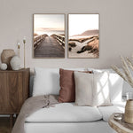 Load image into Gallery viewer, Two scandinavian beach sunset landscape nature wall art print
