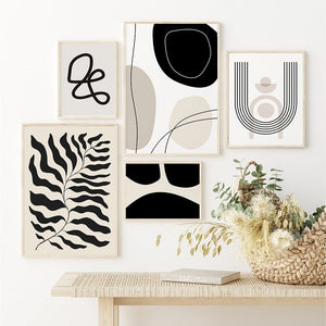 Black beige white and grey collage prints