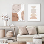 Load image into Gallery viewer, Two contemporary brown and beige semi circle wall art print
