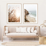 Load image into Gallery viewer, Two scandinavian grass scenery beach ocean cliff wall art print

