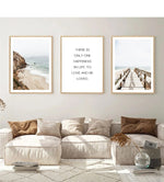Load image into Gallery viewer, Three scandinavian beach ocean happiness quote wall art print
