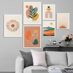 Load image into Gallery viewer, Gallery wall of six colourful wall art prints.  Colourful mountain range sun rise prints.  
