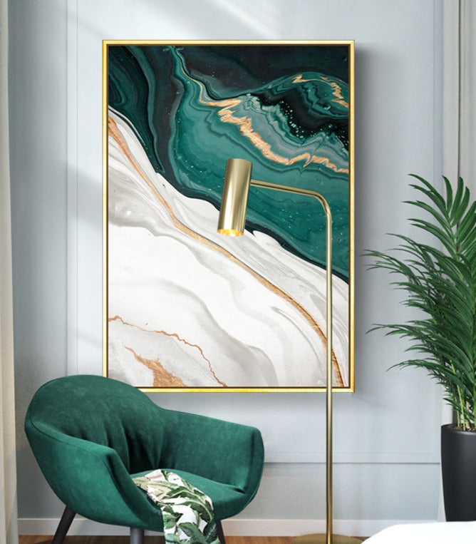 Gold Green Marble Print