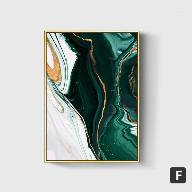 Gold Green Marble Print