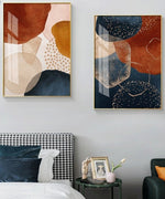 Load image into Gallery viewer, Two contemporary red orange blue and pink wall art print

