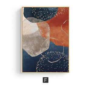 Contemporary blue and orange wall art print