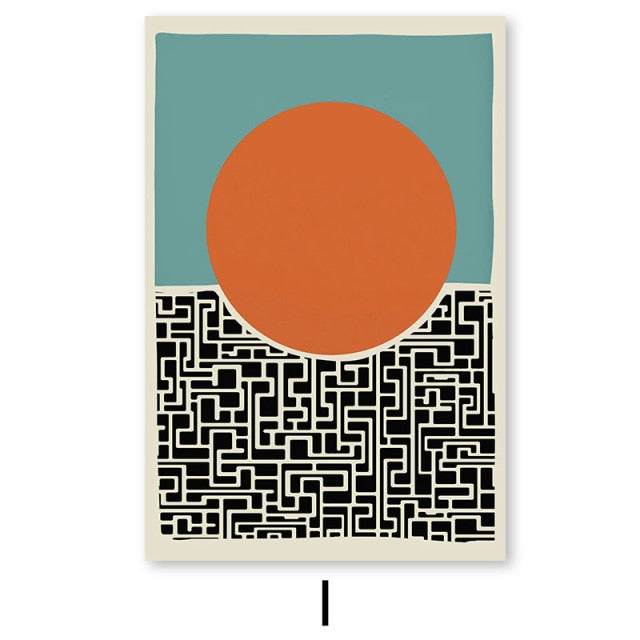 Modern orange dot abstract wall art print